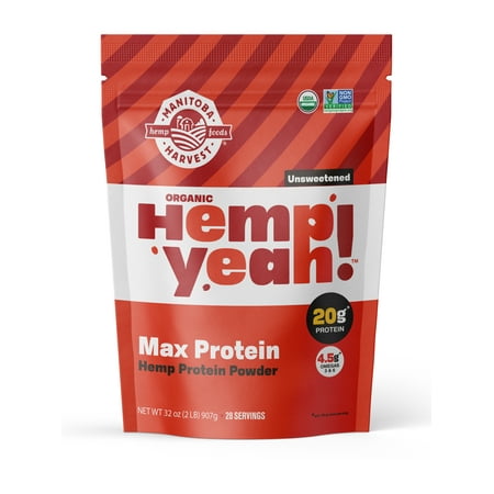 Manitoba Harvest Hemp Yeah! Max Protein Powder, Unsweetened, 20g Protein, 2.0lb,