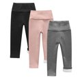 thumbnail image 3 of MKOSPLRT 3 Pack Toddler Girl Fleece Lined Leggings Size 2-9 Years High Waist Stretch Leggings Solid Slim Fit Warm Leggings Comfy Sleeppants, 3 of 4