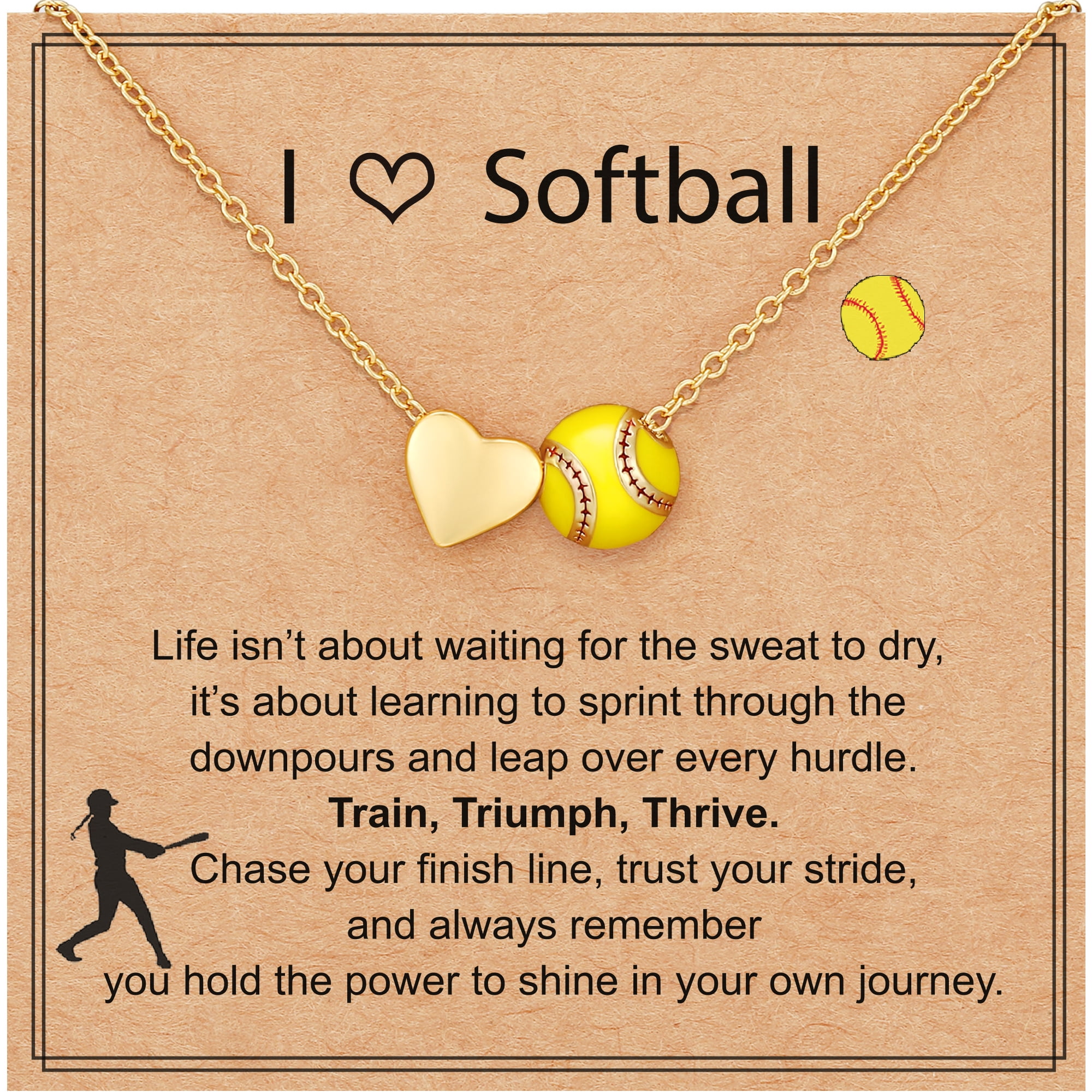 APSVO 18K Gold Plated Softball Love Heart Necklaces for Women Girls Mom Stuff Accessory Birthday Graduation Jewelry Gifts Teen Her Adults Coach Player Team Game Day Sports Athlete Kids