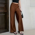 thumbnail image 6 of FNFYFH Womens Silk Satin Wide Leg Pants Casual Loose Soft Work Slacks Elastic High Waisted Business Dress Pants, 6 of 10