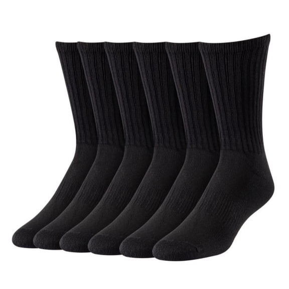 Blue Mountain PL-SCM-1046-10-GRY Men's Cushioned Crew Socks Black Large 6-Pair