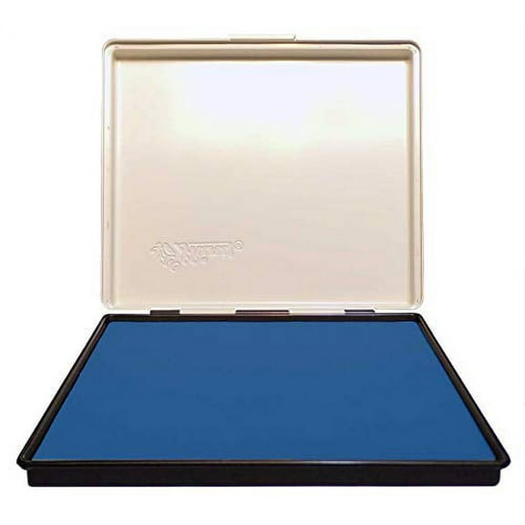 Extra Large 8" x 12" Industrial Rubber Stamp Ink Pad in Metal Case, Light Blue Stamp Pad