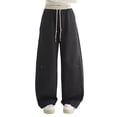 thumbnail image 2 of UACY Girls Sweatpants Bowknot Straight Leg Drawstring Baggy Jogger Pants Y2k Casual Open Bottom Athletic Trousers W/Pocket (Black, 13-14 Years), 2 of 9