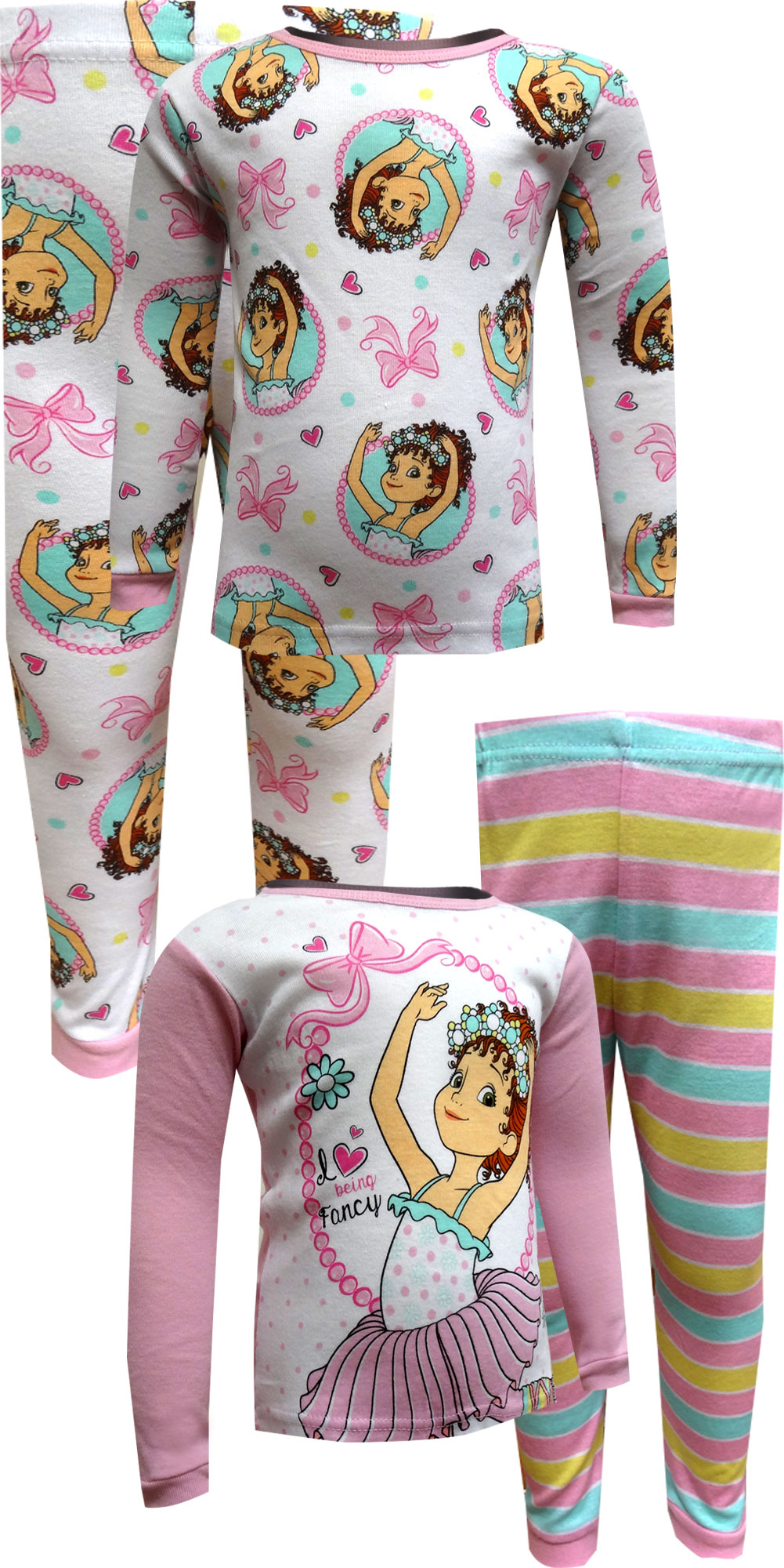 Girls 4 Piece Fancy Cotton Pajamas Sets
