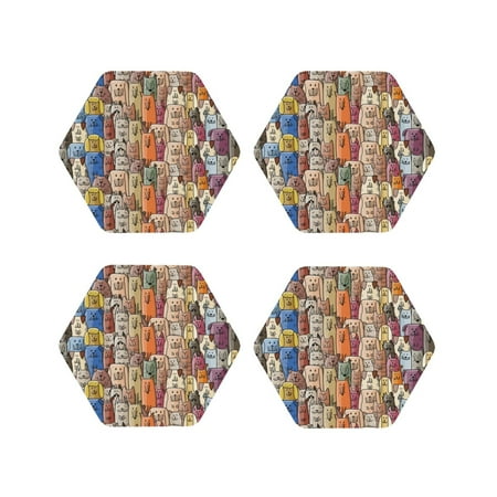 

Tideii Funny Dogs Family for Leather Coasters 4 Pieces Anti-fouling and Anti-scalding Decorative Coasters Suitable for Restaurants Kitchens Coffee Shops-Hexagon