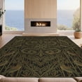 thumbnail image 2 of Design&I 8'x10' Washable Area Rug Sleek Flatweave Pet Friendly Antique Serpent Avian Bamboo Design Dark Gold Bronze Decorative for King Size Bedroom, Under Bed, 2 of 7