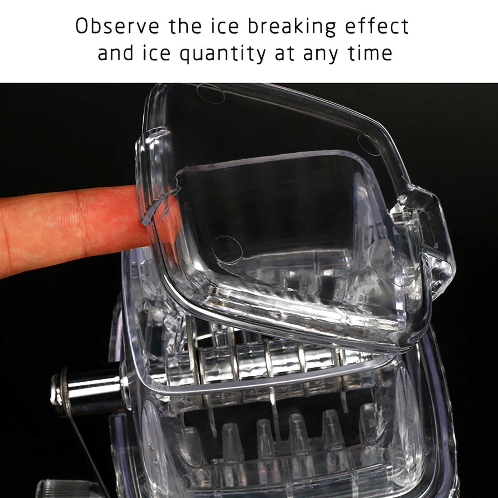 Ice Crusher,Manual Rotary Ice Crushers,Ice Grinder,Transparent Ice Shaver,Hand Cranked Slushie Machine,Non-slip Handle Openable Lid Crushed Ice Maker for Home Use with Stainless Steel Blades