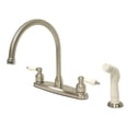 thumbnail image 1 of Kingston Brass KB727 Double Handle Goose Neck Kitchen Faucet with White Sprayer, 1 of 1