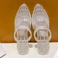 thumbnail image 7 of oqasdz Women's Slippers Summer On Sandals with Pointed Toe Mid Heel Hollow Toe Wrap Stylish Jelly Summer Casual Wear,White, 7 of 7