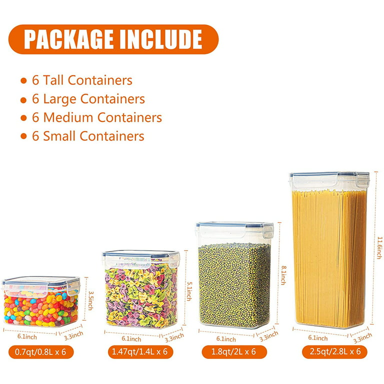  24 Pieces Large Food Storage Containers, Plastic Food