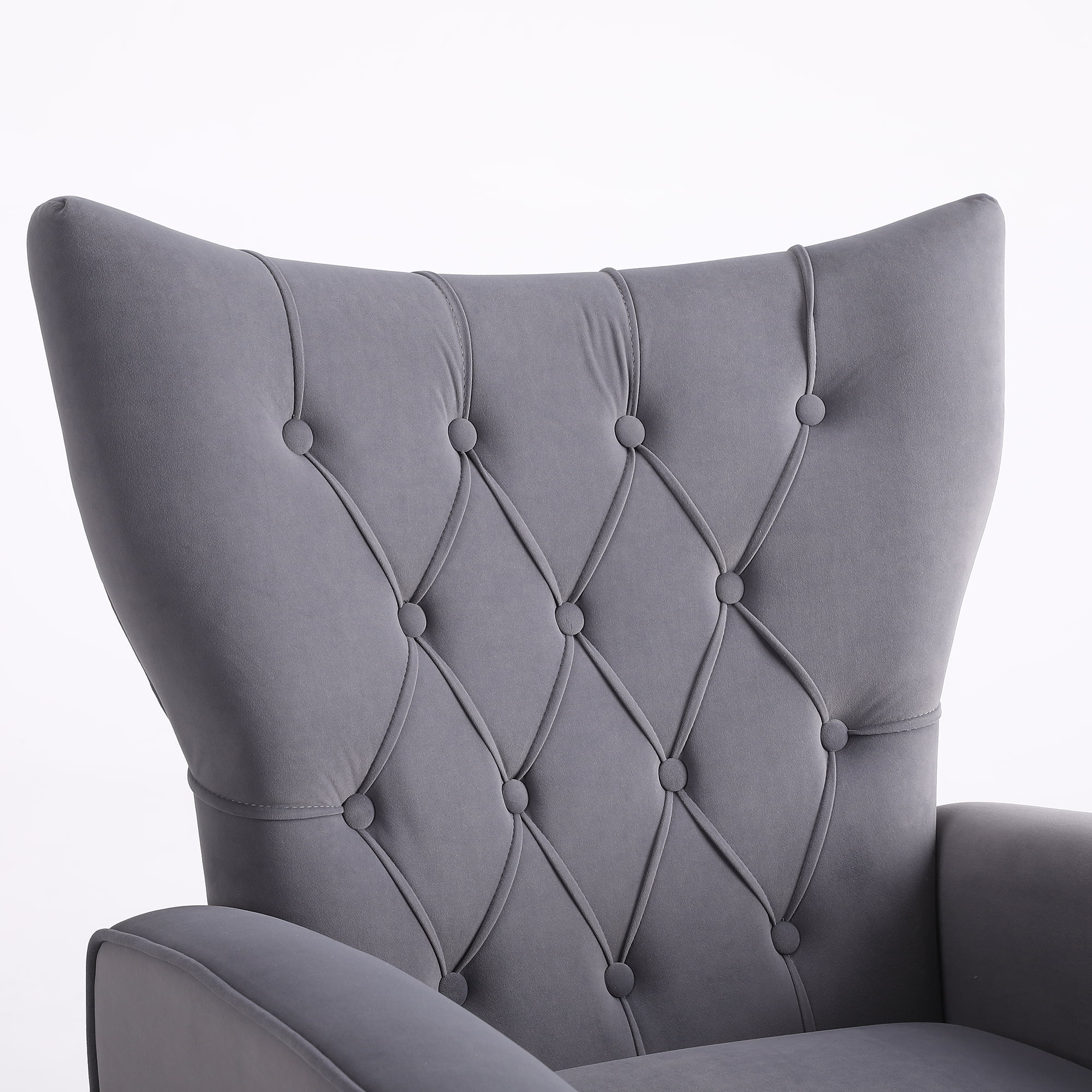 Resenkos Modern Velvet Rocking Chair Nursery with High Backrest, Living Room Accent Chair Armchair, Grey Resenkos Modern Velvet Rocking Chair Nursery with High Backrest, Living Room Accent Chair Armchair, Grey