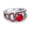 thumbnail image 3 of 2.50 Carat Round Cut Red Ruby & Garnet Gemstone Classic Bridal Ring for her 18K White Gold Size 8.5 by Diamond-Capitals, 3 of 8