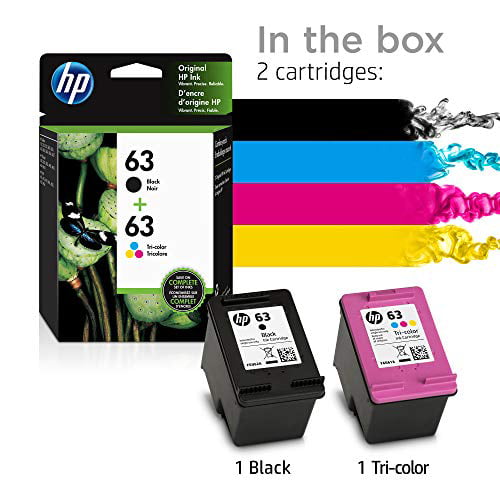 HP 63 Black & Tri-color Ink 2 Cartridges (F6U61AN, F6U62AN) for HP Deskjet 1112 2132 3630 3632 3634 3636 3637 HP ENVY 4512 4513 4520 4523 HP Officejet 3830 3831 3833 4650 - Walmart.com