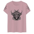thumbnail image 3 of Trendfront Womens Summer Crew Neck Short Sleeve Tops Cute Cow Animal Pattern Print Tees Casual Holiday Vacation Wear T-Shirts, 3 of 4