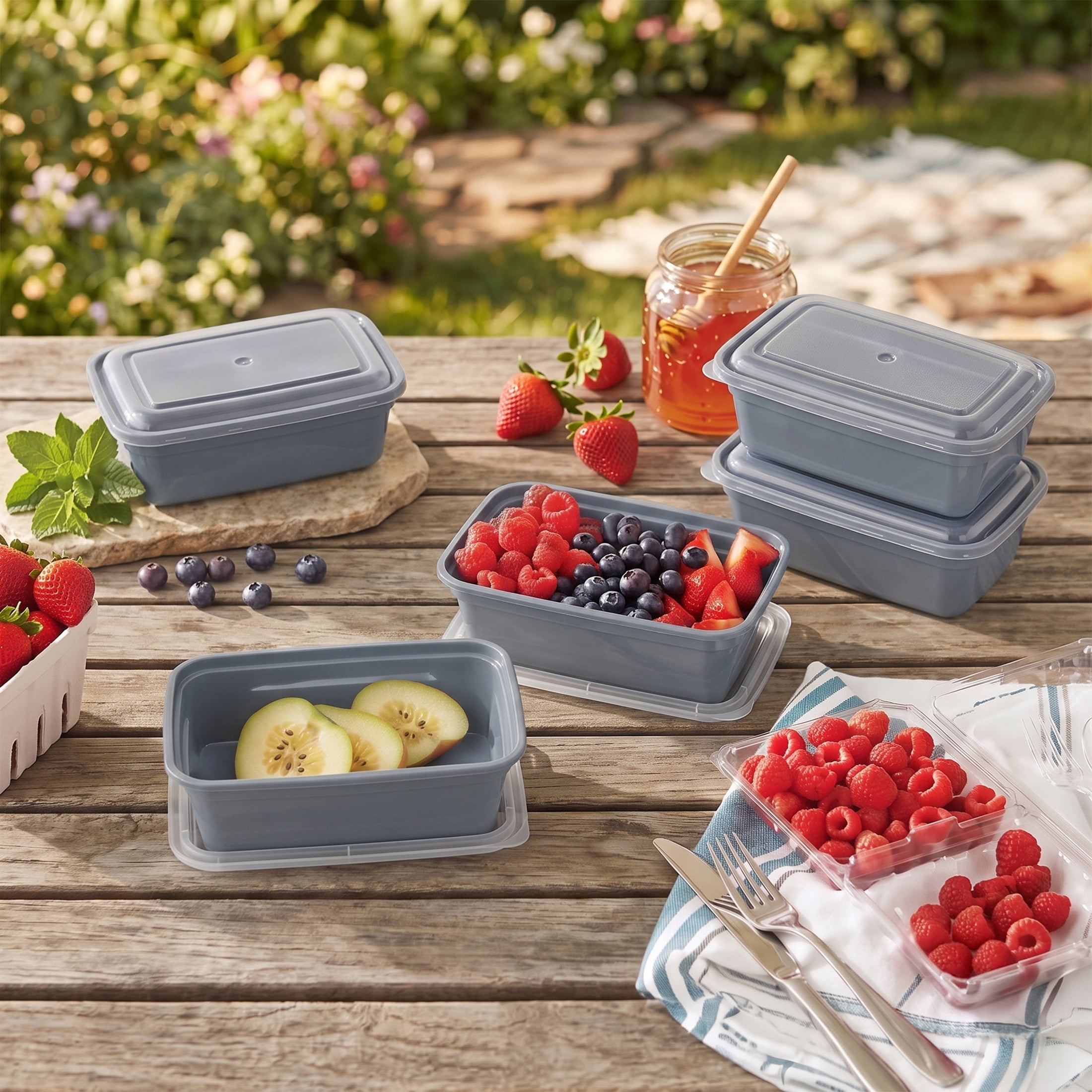 Mainstays 5-Pack 1-Compartment BPA-Free Plastic Snack Meal Prep Food Storage Containers, 3 Cup, Soothing Grey