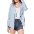thumbnail image 2 of Unique Bargains Women's Zipper Draped Front Moto Faux Suede Lightweight Jacket, 2 of 6
