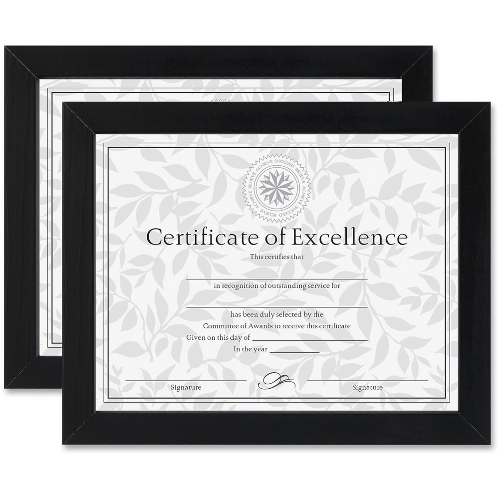 DAX Document/Certificate Frames, Wood, 8 1/2 x 11, Black, Set of Two