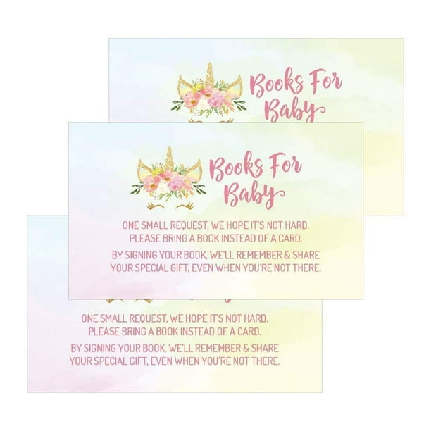 25 Unicorn Books For Baby Request Insert Card For Pink Girl Mystic Baby Shower Invitations Or