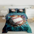 thumbnail image 2 of Manfei Baseball Sport Full Size Comforter Sets,Boys Ball Game Bedding Comforter Set,Watercolor Splatter Ink Bedding Sets For Teens,Breathable Home Decor Reversible,3-Piece, 2 of 8