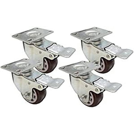 Low Profile Swivel Caster with Oversized Brake (4 Pack)