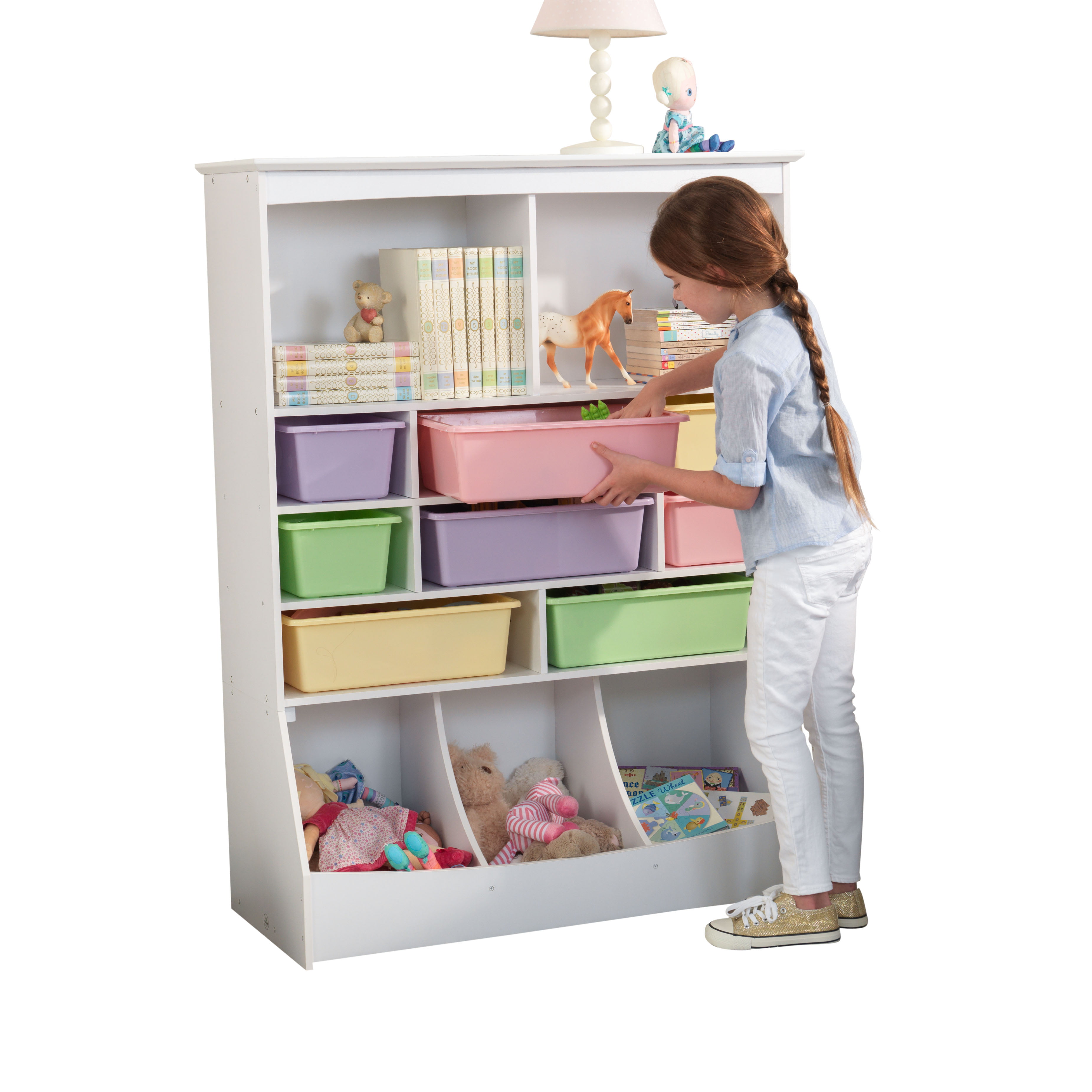 storage unit with boxes for toys