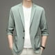 thumbnail image 5 of Traje informal de verano fino con protección solar para hombre de mediana edad, traje de papá de seda de hielo transpirable, chaqueta para hombre, 5 of 6