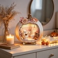 thumbnail image 5 of Halloween Ghost Pumpkin Mini House Light, Illuminated Wooden Miniature Scene Ornament with Cute Spirit Figure, Desktop Tabletop Decoration for Mantel, Shelf, Entryway, Party & Fall Display, 5 of 6