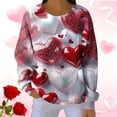 thumbnail image 2 of Enjoytime Valentine Ladies Sweatshirts Lover Heart Printed Crewneck Long Sleeve Tops Casual Vintage Loose Plus Size Clothes Pink L, 2 of 6
