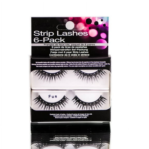 Ardell Strip Lashes 6 Pack- Fun - 60072 - Pack of 1 with Sleek Comb