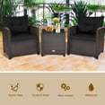 thumbnail image 4 of Gymax 3PCS Outdoor Patio Rattan Conversation Set Garden Yard w/ Black Cushions, 4 of 10