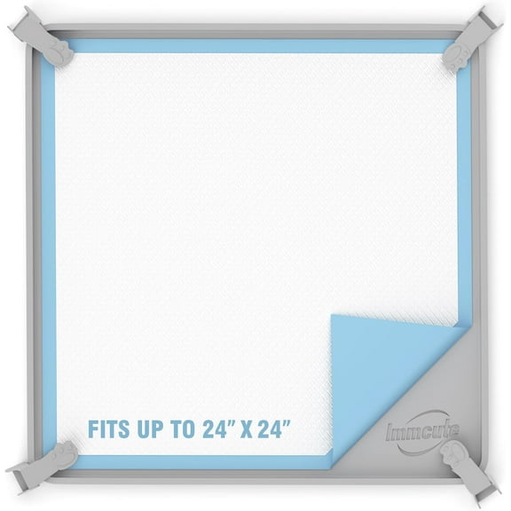 Pee Pad Holder, Fits Up to 24" x 24" Training Pads, Silicone Non-Slip Dog Potty Tray,High Edge Puppy Pad Holder Tray for Easy Cleaning with 8 Holder Clamps, for Puppy Potty Training