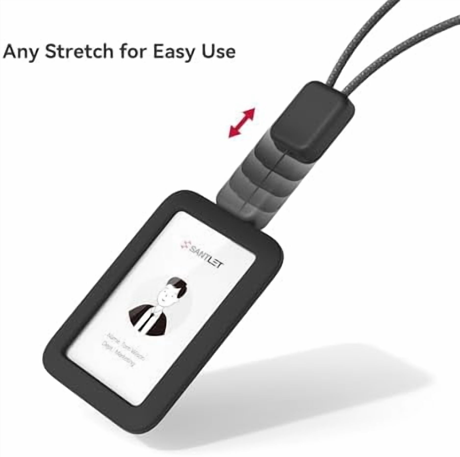 Lanyards for ID Badges Holder, YNGLLC Silicone ID Badge Holder Name Card Case Protector with Retractable Cord, Safety Breakaway Buckle, 2 Card Slots for Office Staff Teachers Employees Cruising Black