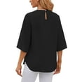 thumbnail image 2 of BadPiggies Women's Blouses Casual Summer Tops Dressy Pleated Scoop Neck 3/4 Sleeve Office Work Chiffon Shirts, 2 of 8