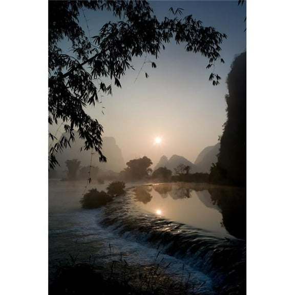 Frozen Pond In Mountain Area; Yulong River  Yangshuo  China Poster Print