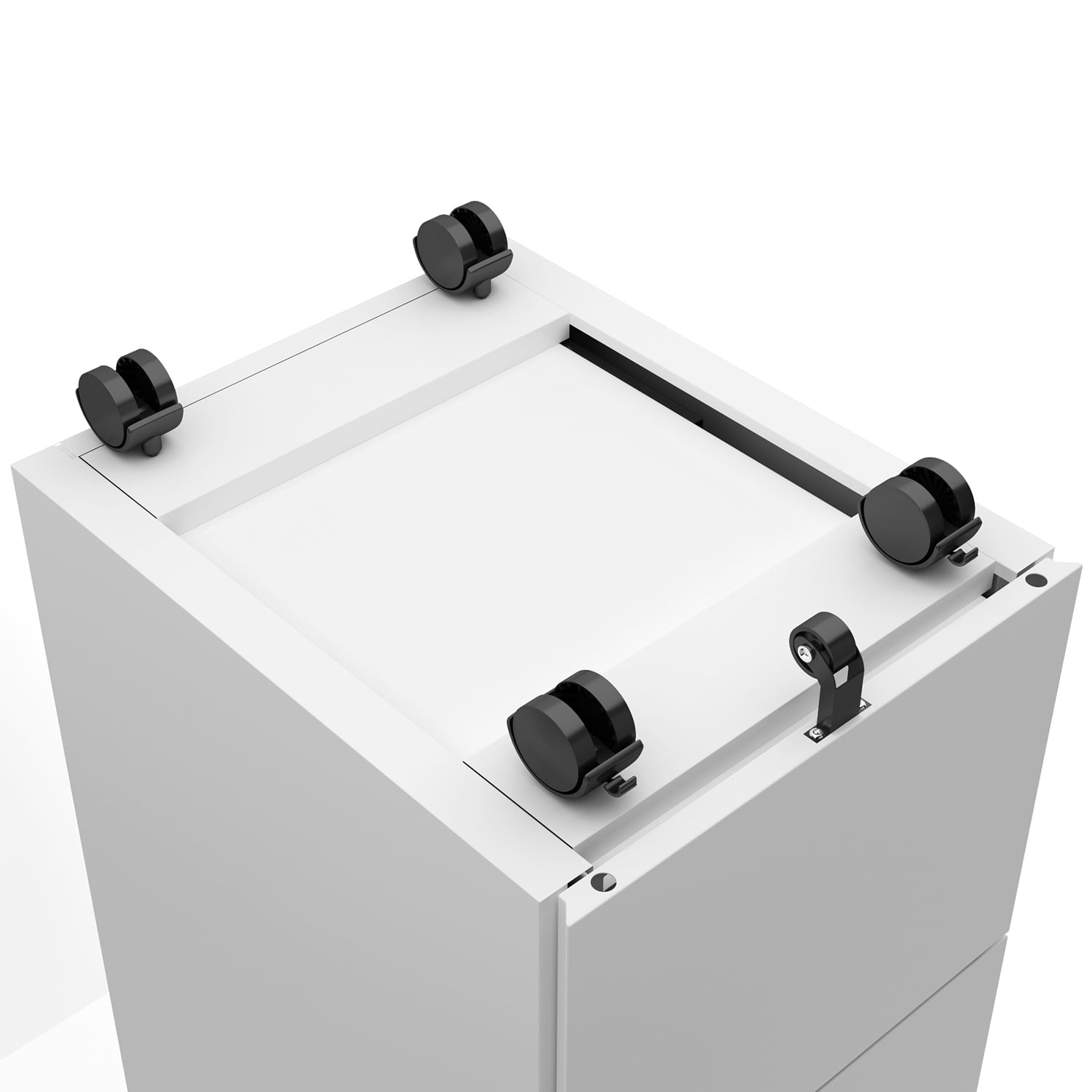 Kepooman 2-Drawer Mobile Steel File Cabinet with Lock for Legal/Letter Size, 15"L x 19.6"W x 24.4"H, White