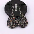 thumbnail image 3 of Glitter Earrings Leather Teardrop Dangle Sequins Bohemian Boho Jewelry Accessory, 3 of 3
