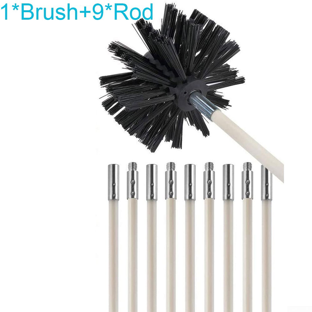 11 Piece Chimney Sweep SetFlue Sweeping Brush & Rod KitSoot Cleaning Rods 