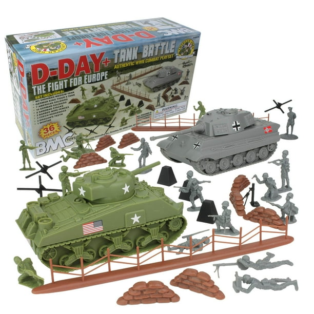 Set de juego Army Men BMC WW2 D-Day Tank Battle con 36 piezas