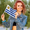 thumbnail image 6 of Livetty 12PCS - Uruguay Country Flag 5.5x8.2 inch Plastic Stick Polyester Fabric Stitched Edges Hand Held Mini Small Flags, 6 of 6