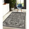 thumbnail image 4 of Vintage Decorative Rug, Grayscale Weathered Look Abstract Square Details Retro Ethnic Themed Ornament, Quality Carpet for Bedroom Dorm and Living Room, 6 Sizes, Dark Grey, by Ambesonne, 4 of 4