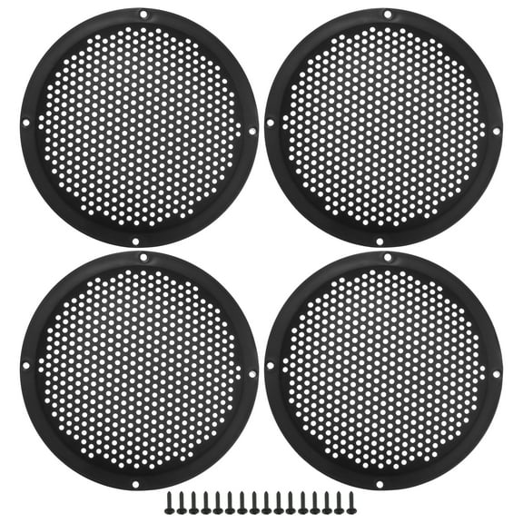 Unique Bargains 4 Pcs 6" Car Speaker Grills Cover Mesh 6 Inch Audio Subwoofer Protector with Mounting Screws ABS Black