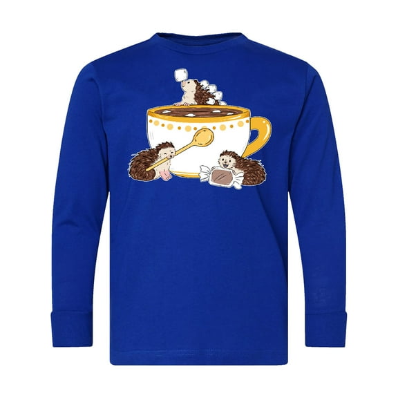 Inktastic Cute Hot Chocolate Hedgehogs Long Sleeve Youth T-Shirt