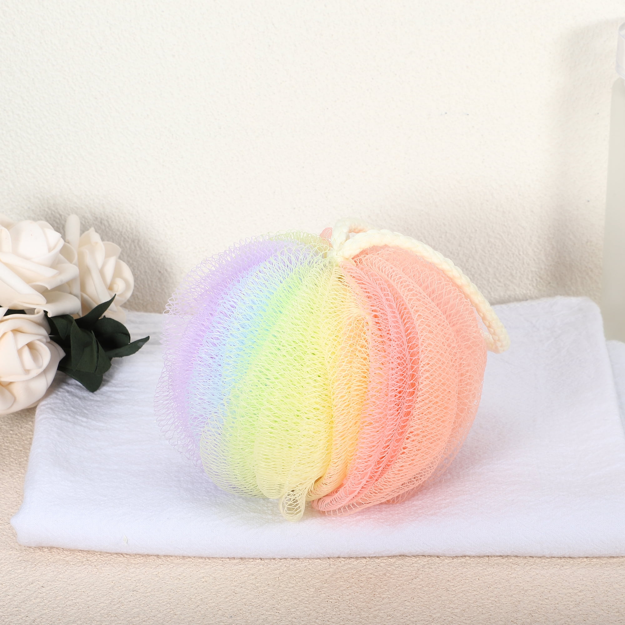 Unique Bargains 1 Pc Bath Shower Loofah Sponge Body Puffs 3.74"x4.33" Assorted Color