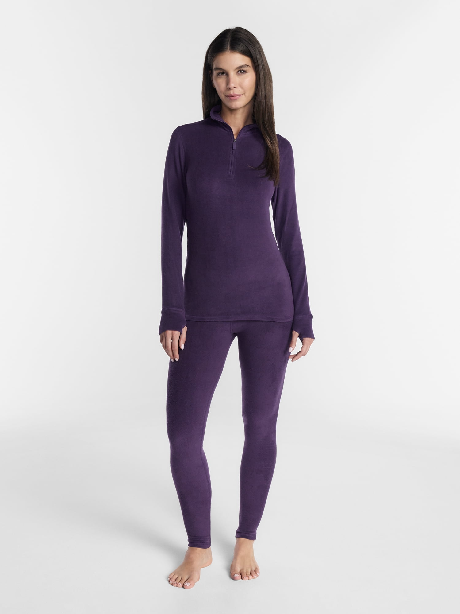 ClimateRight by Cuddl Duds Women's Mild Stretch Fleece Long Sleeve Mock with Half Zip Thermal Base Layer Thermal Top, Sizes XS to 4X