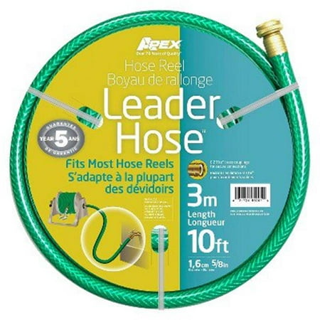 10a Coupling - Apex 8500-10 Reinforced Vinyl Reel Leader Hose with Brass Couplings, 5/8