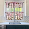 thumbnail image 3 of Pioneer Kitchen Curtains and Valance Set 24 Inch Tier Vintage Pink Pastel Watercolor Floral Pattern Curtains Small Drapes for Cafe Living Room Bathroom Farmhouse 3 Pieces Set Rod Pocket, 3 of 6