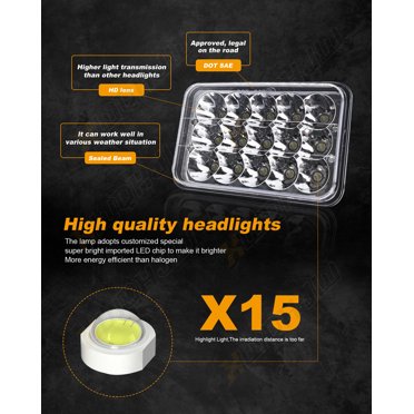 Autofans 4x6 LED Headlights Hi/Lo 4PCS – For Chevy Monte Carlo 1980-88 El Camino