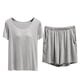 thumbnail image 1 of Gibobby Pijamas para mujer Mujeres con sujetador con almohadilla en el pecho Camiseta de manga corta Top 5 Pantalones Conjunto de ropa fina de verano para el(Gris,M), 1 of 3