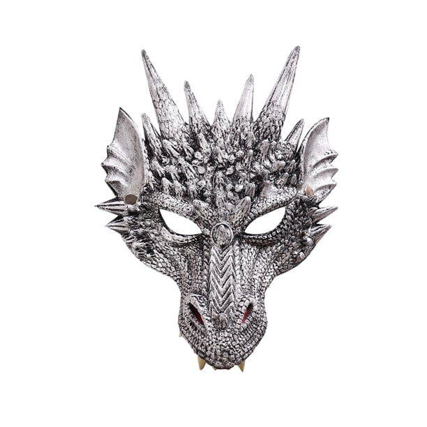 Máscara de dragón Matsuzay para fiesta de Halloween Cosplay disfraces negro plata