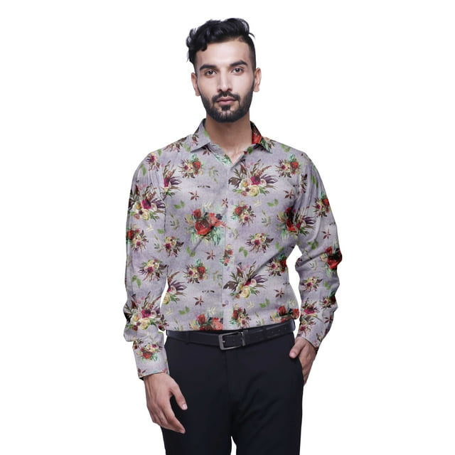 BESTMAN Chemise Imprimée pour Hommes à Manches Longues en Coton Décontractée